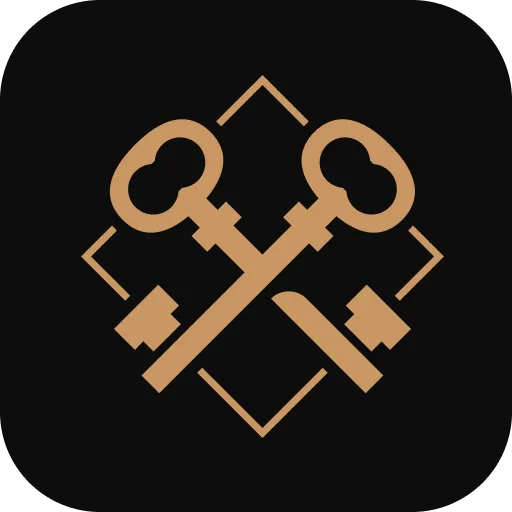 Alvynn crossed keys logo on black background